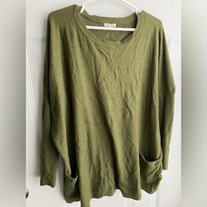 Tea n rose green knit sweater with pockets oversized small/medium